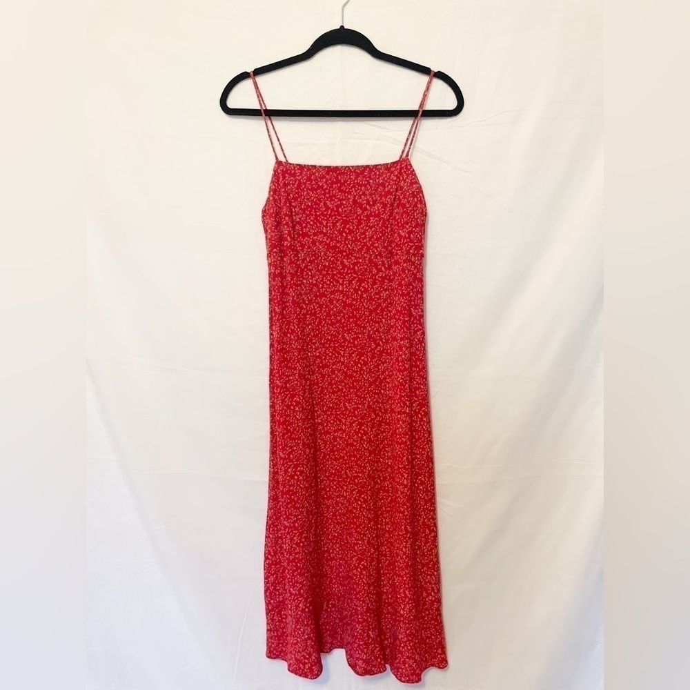 Gap size 10 spaghetti strap midi red floral sundress granola cottage core